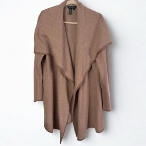 Lauren Ralph Lauren Tan Wool Herringbone Cardigan Size L